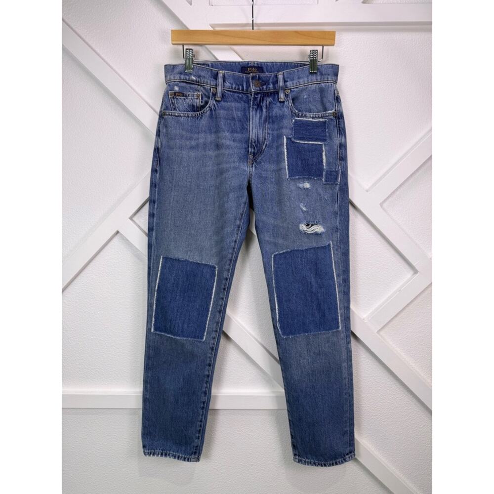 Polo Ralph Lauren Avery Boyfriend Jeans Selvedge Patch Distressed Crop Size 25 - Picture 2 of 16